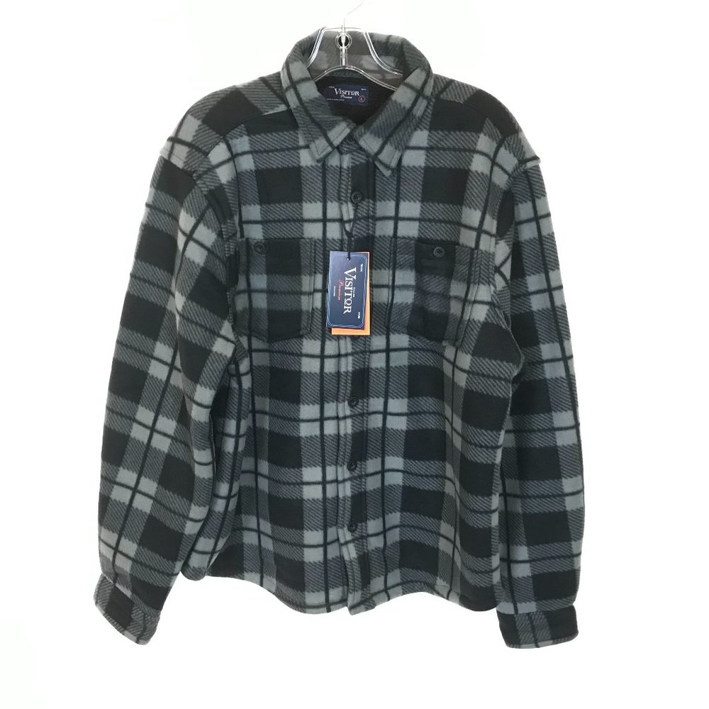NWT Mens Size Large Visitor Premium Plaid Pattern Button Front Shacket Jacket
